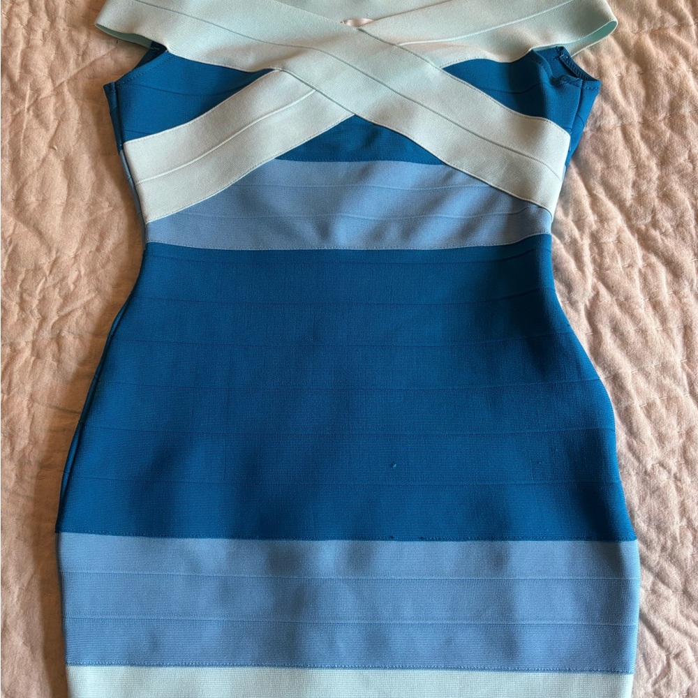Elegant Blue Bandage Dress